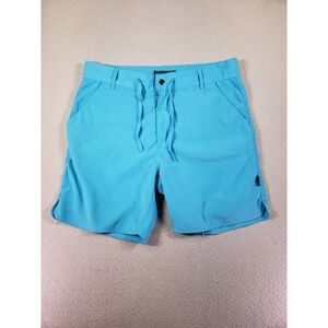 Polar Stuff Shorts Mens 34 Blue Drawstring Regular Fit Casual Wear Slash Pockets